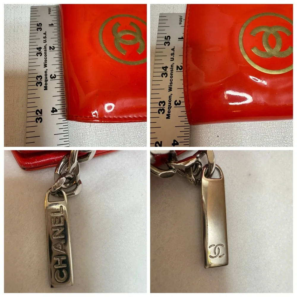 Authentic Chanel Red Patent Leather Wallet with Coin Pocket